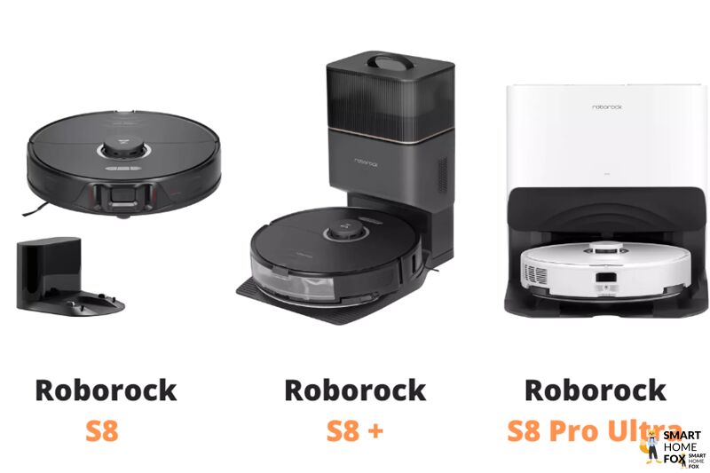 Die verschiedenen Varianten der Roborock S8-Serie sind zu sehen.